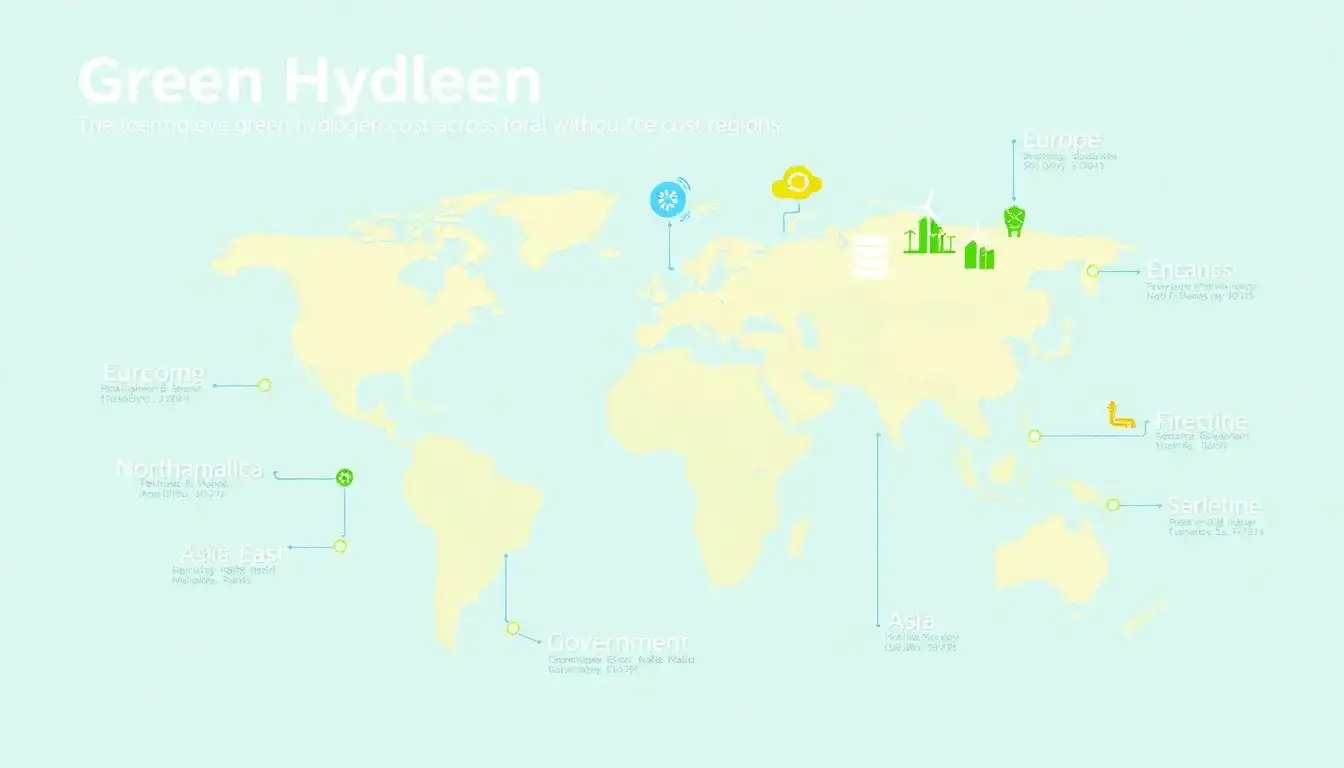 How does the cost of green hydrogen vary between different regions