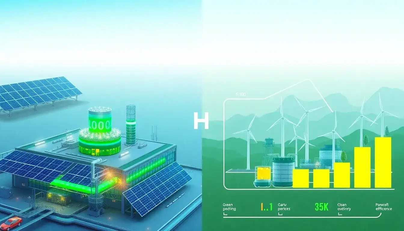 How does green hydrogen compare to other clean energy sources in terms of efficiency