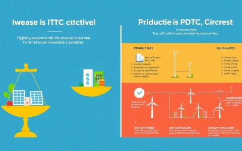 How do the eligibility requirements for the ITC and PTC differ for small-scale projects