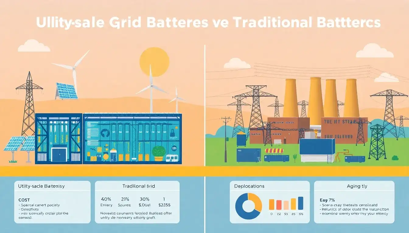 How do utility-scale batteries compare to traditional grid infrastructure in terms of cost