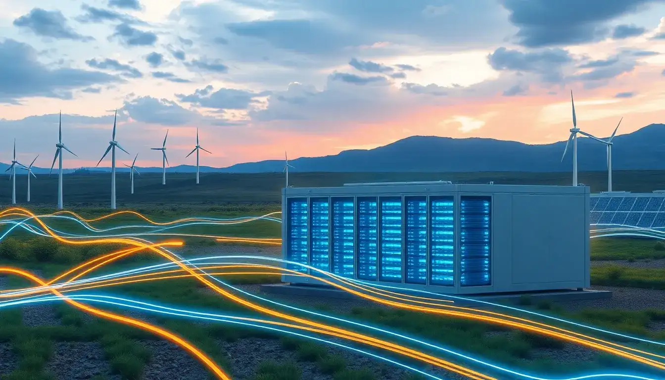 How do utility-scale batteries help manage energy fluctuations from renewable sources
