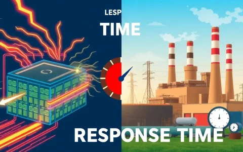 How do utility-scale batteries compare to traditional power plants in terms of response time