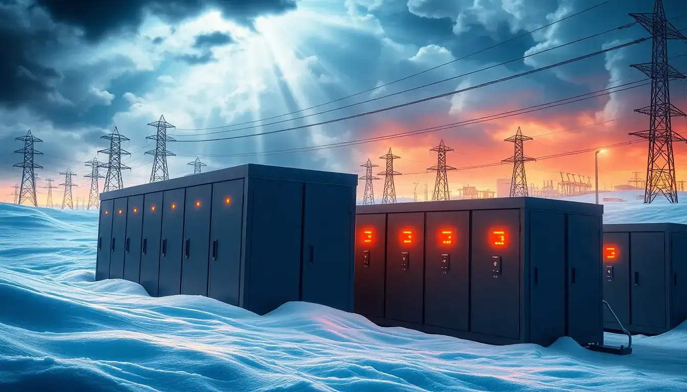 How do utility-scale batteries help prevent power outages during extreme weather