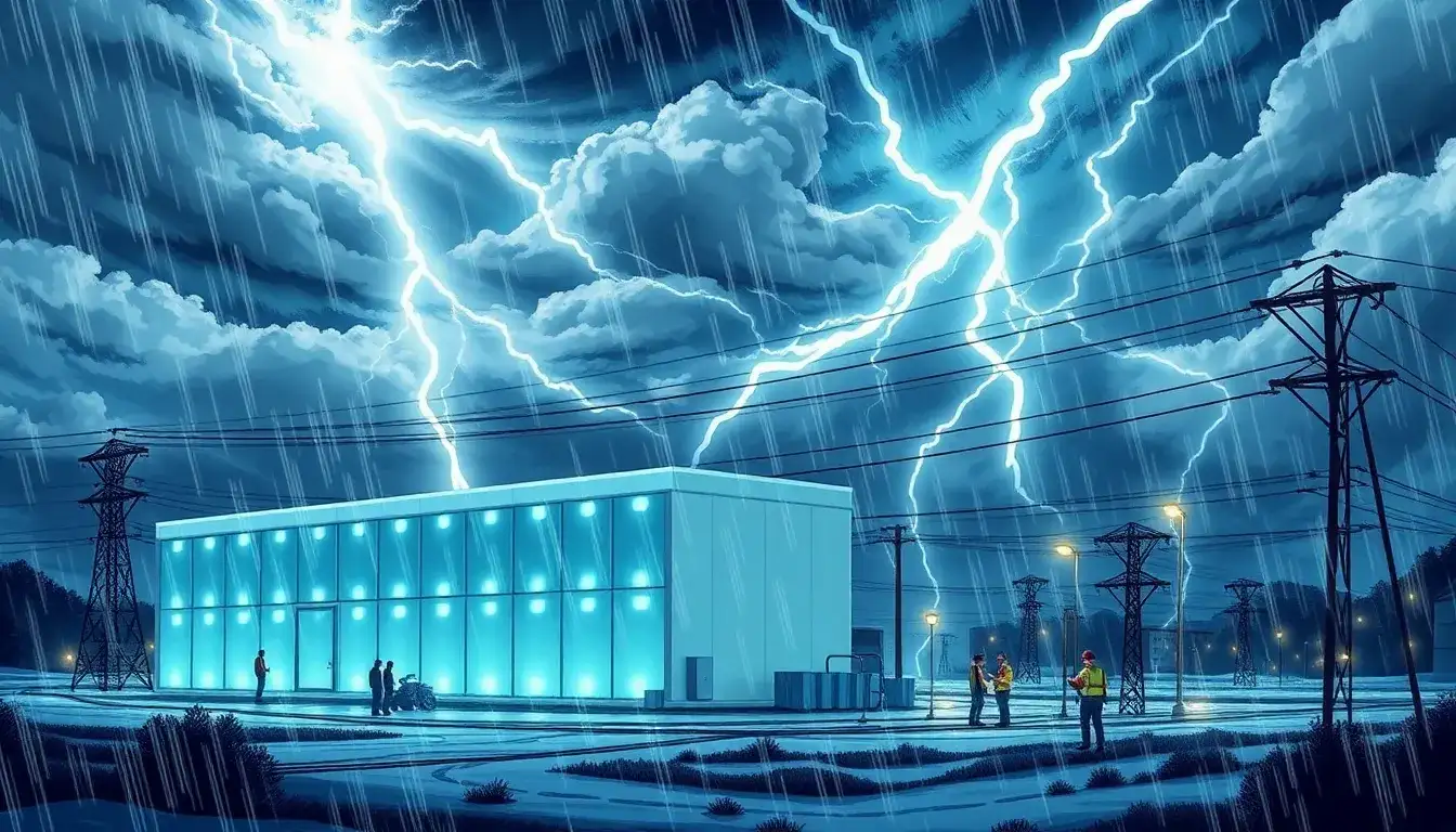 How do utility-scale batteries contribute to grid stability during severe weather