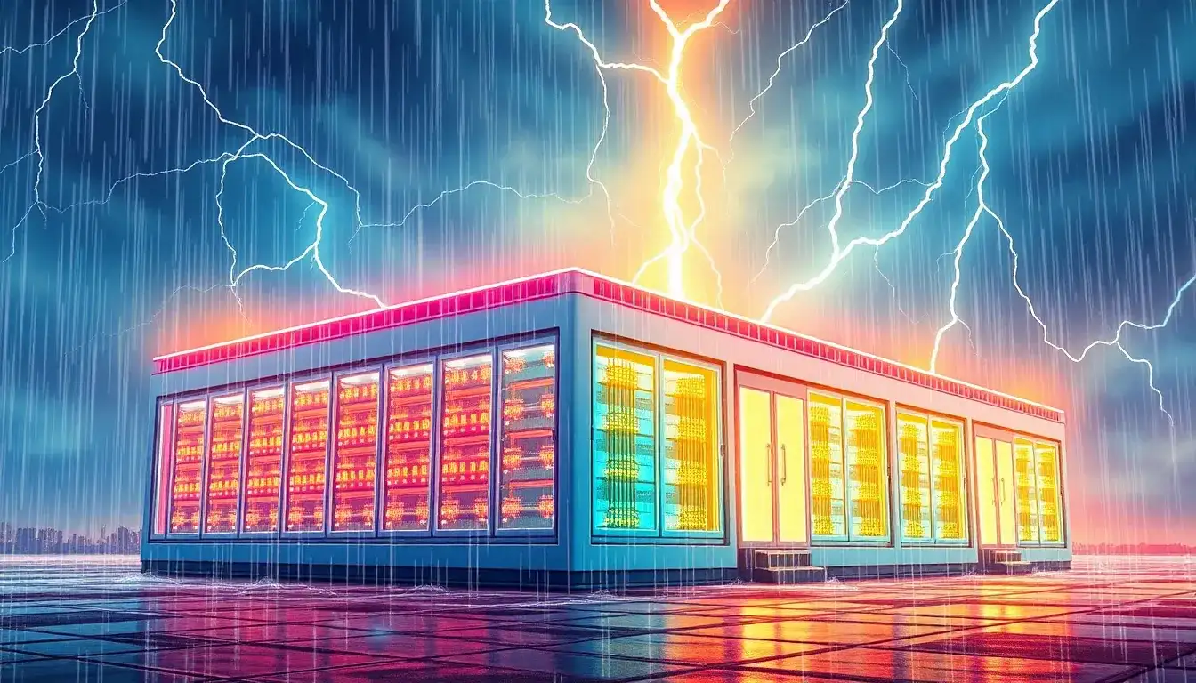 How do utility-scale batteries mitigate the risks of battery fires and explosions during severe weather