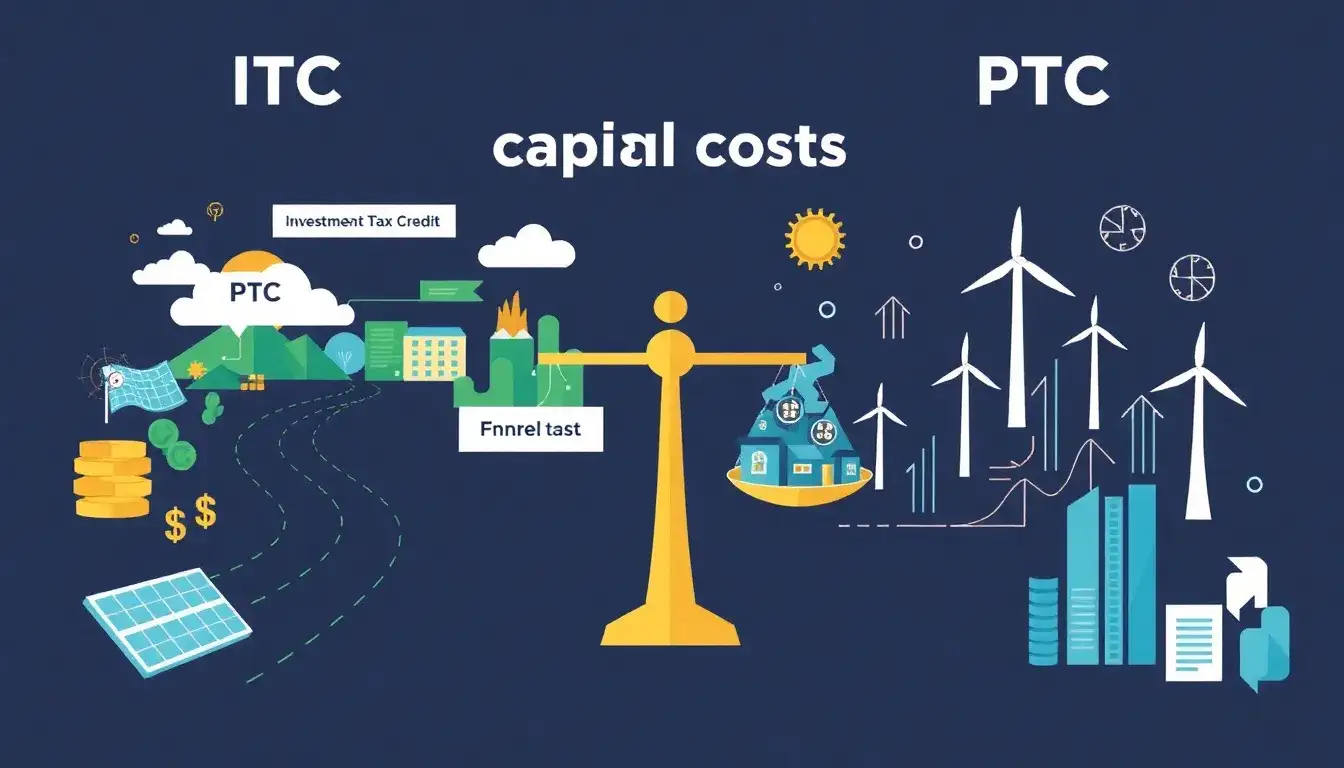 How do capital costs influence the choice between ITC and PTC