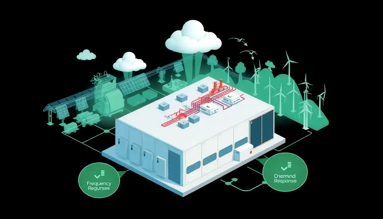What role do ancillary services play in the emissions of utility-scale batteries