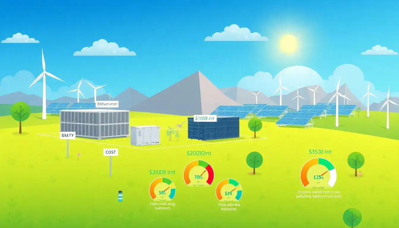 How do the costs of different battery technologies compare within the utility-scale sector