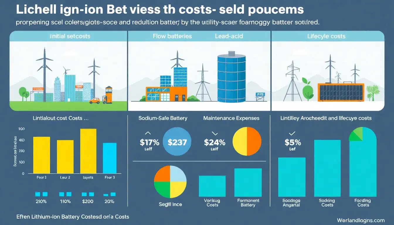 How do the costs of lithium-ion batteries for utility-scale applications compare to other battery technologies