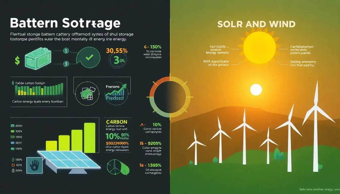 How does the carbon footprint of battery storage compare to renewable energy sources like solar or wind