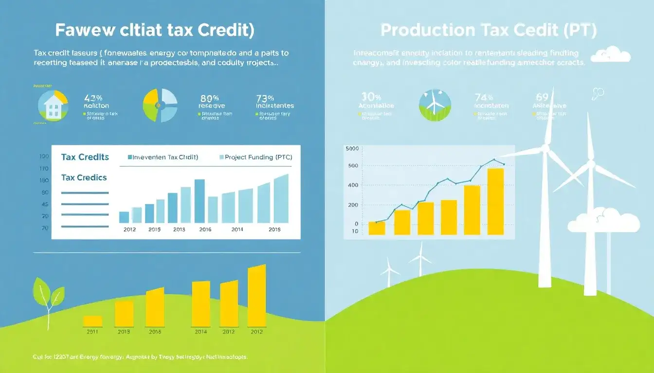 How do the tax credit rates for ITC and PTC impact project financing