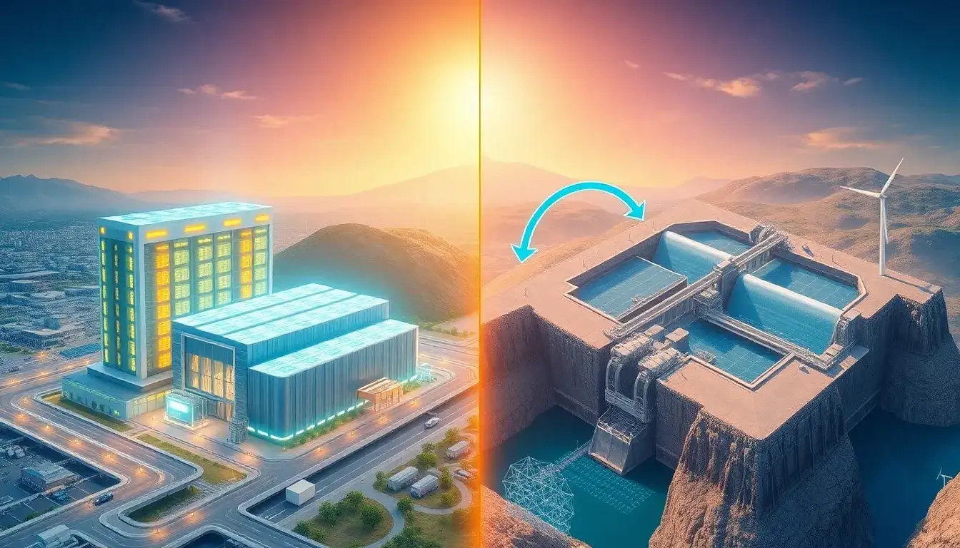 How do utility-scale batteries compare to other forms of energy storage like pumped storage hydropower