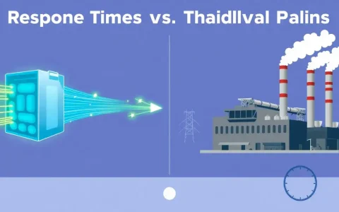 How do batteries compare to traditional power plants in terms of response time