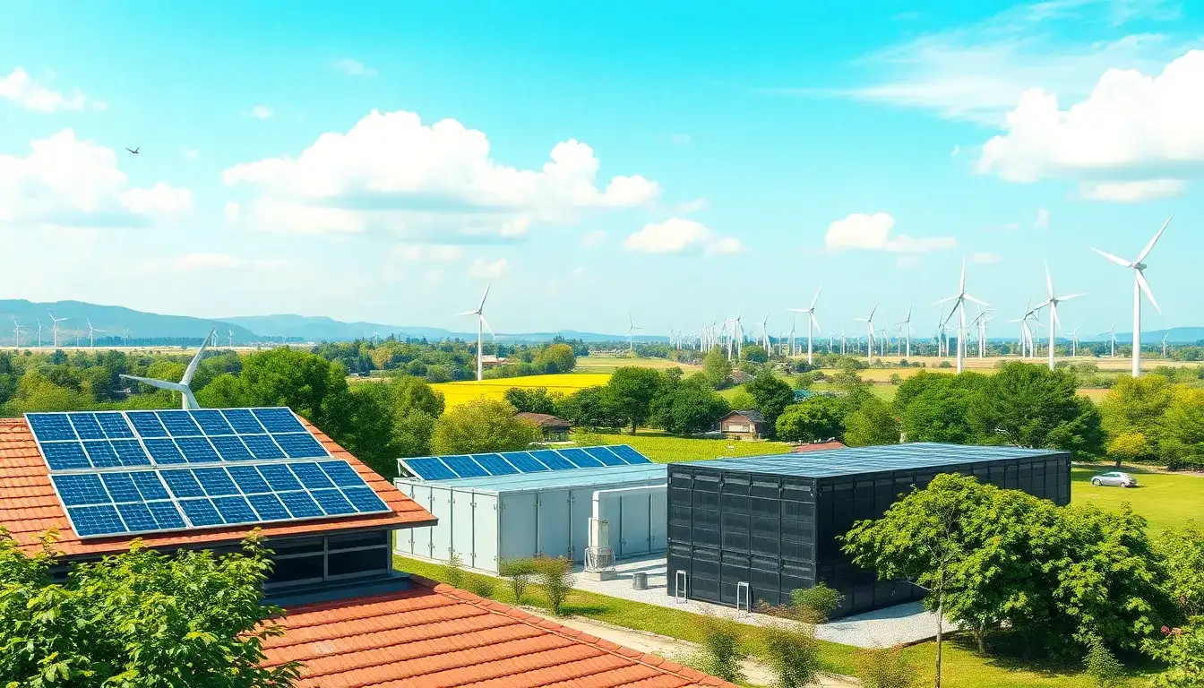 What role do solar panels and batteries play in reducing greenhouse gas emissions