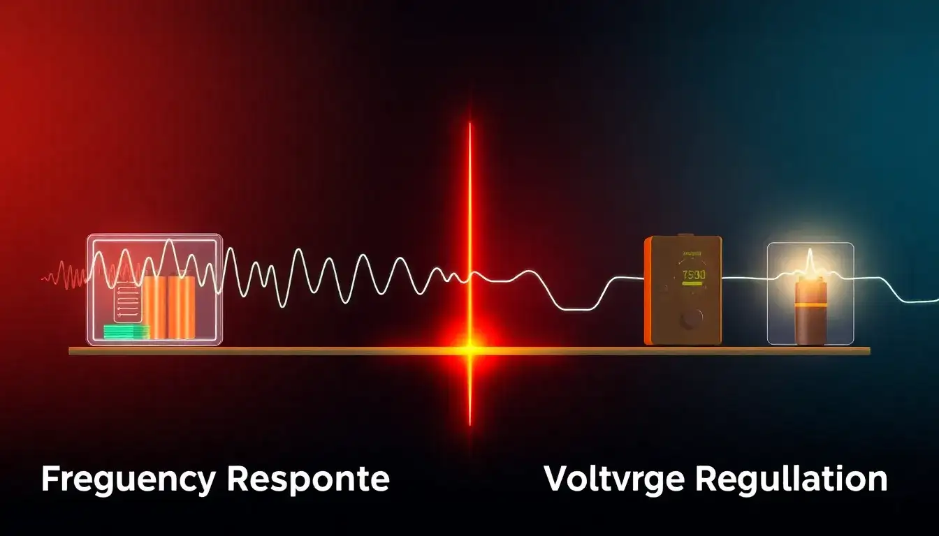 How does the role of batteries in frequency response differ from their role in voltage regulation