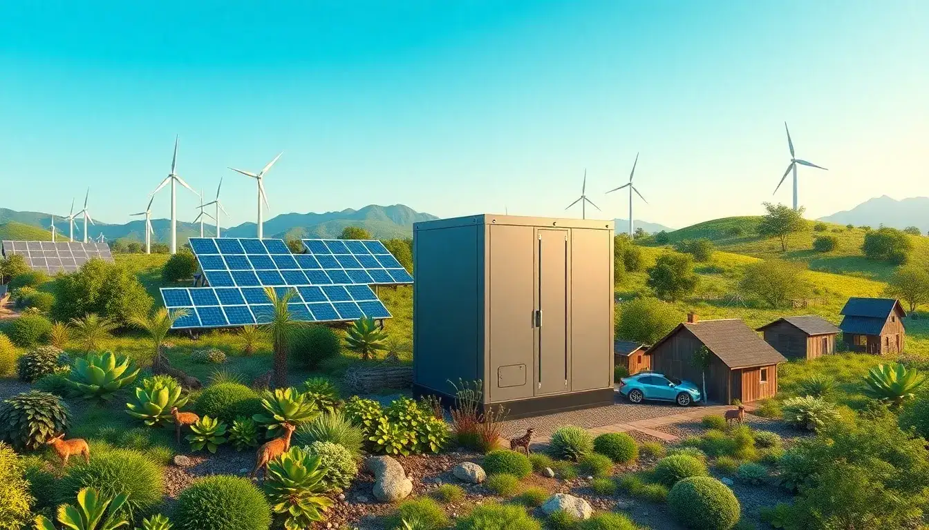 What are the environmental benefits of using utility-scale batteries in off-grid areas