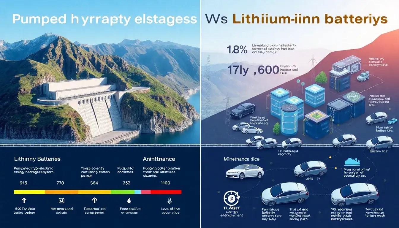 How does the lifespan of pumped hydroelectric energy storage compare to lithium-ion batteries