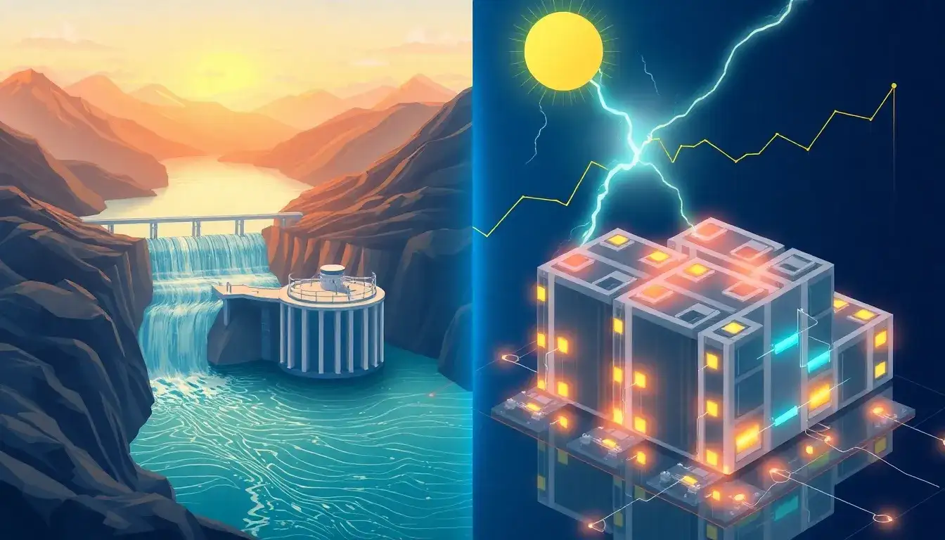 How does the cost of pumped hydroelectric energy storage compare to lithium-ion batteries