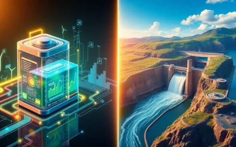 How does the energy efficiency of lithium-ion batteries compare to that of pumped hydroelectric storage
