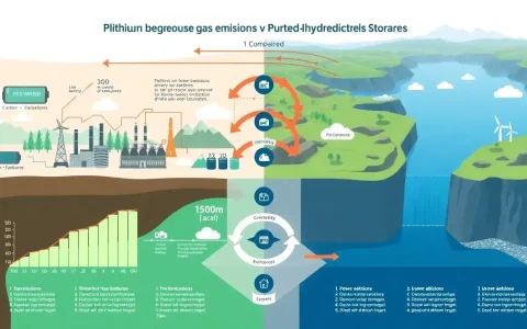 How do the greenhouse gas emissions of lithium-ion batteries compare to those of pumped hydroelectric storage