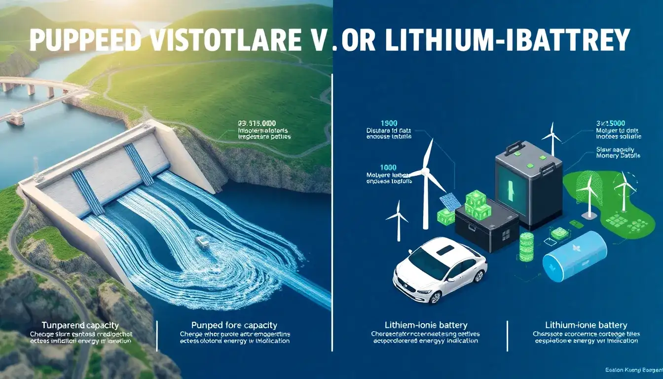 How do the energy storage capacities of pumped hydroelectric storage systems and lithium-ion batteries compare