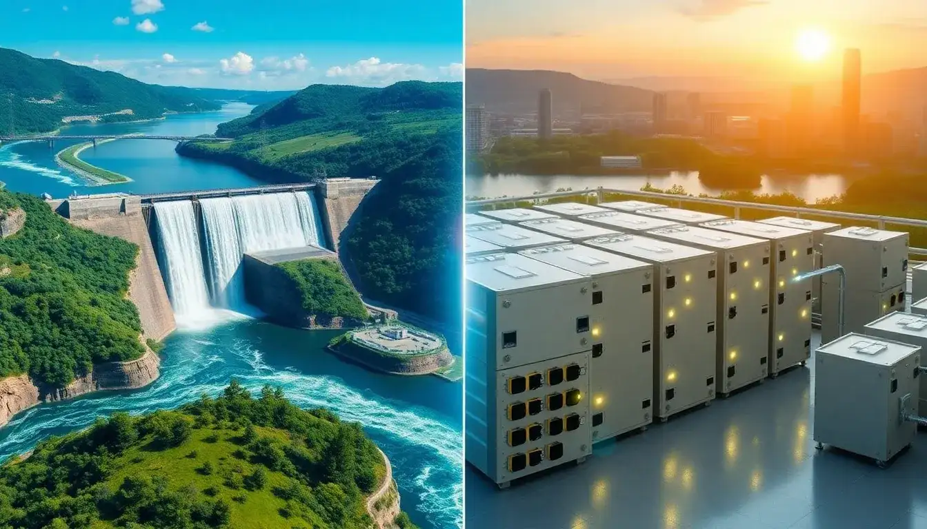 How does the efficiency of pumped hydroelectric energy storage compare to lithium-ion batteries
