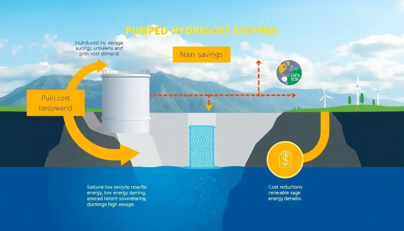 What are the main cost savings associated with pumped hydroelectric energy storage
