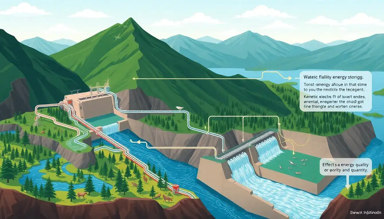 How does the water sourcing process for pumped hydroelectric energy storage affect its environmental footprint