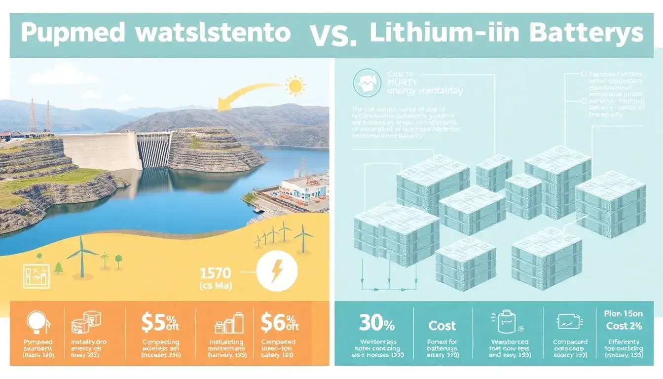 How do the costs of pumped hydroelectric energy storage systems compare to lithium-ion batteries
