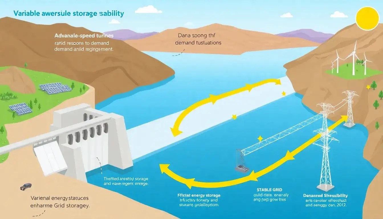 What are the main advantages of using variable-speed pumped storage hydropower for grid stability