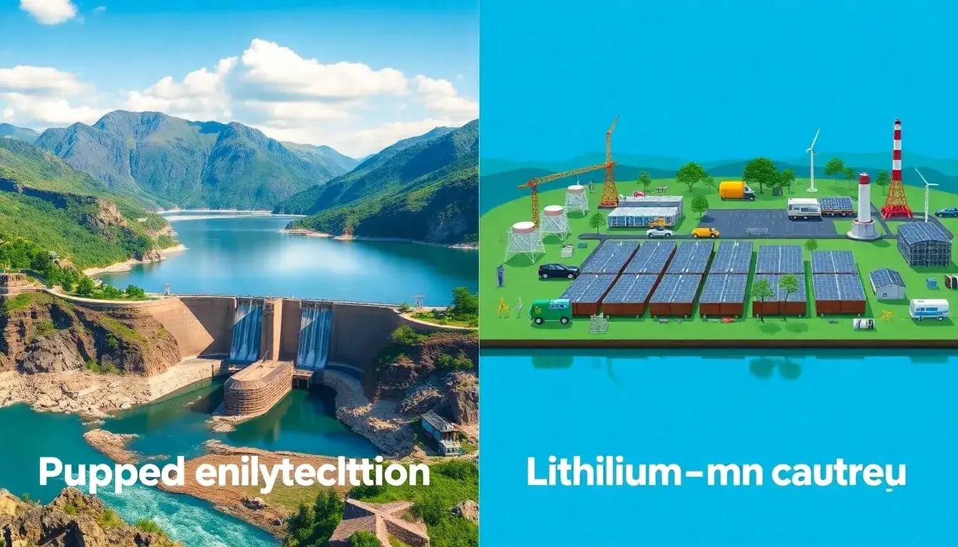 How does the environmental impact of pumped hydroelectric energy storage compare to lithium-ion batteries