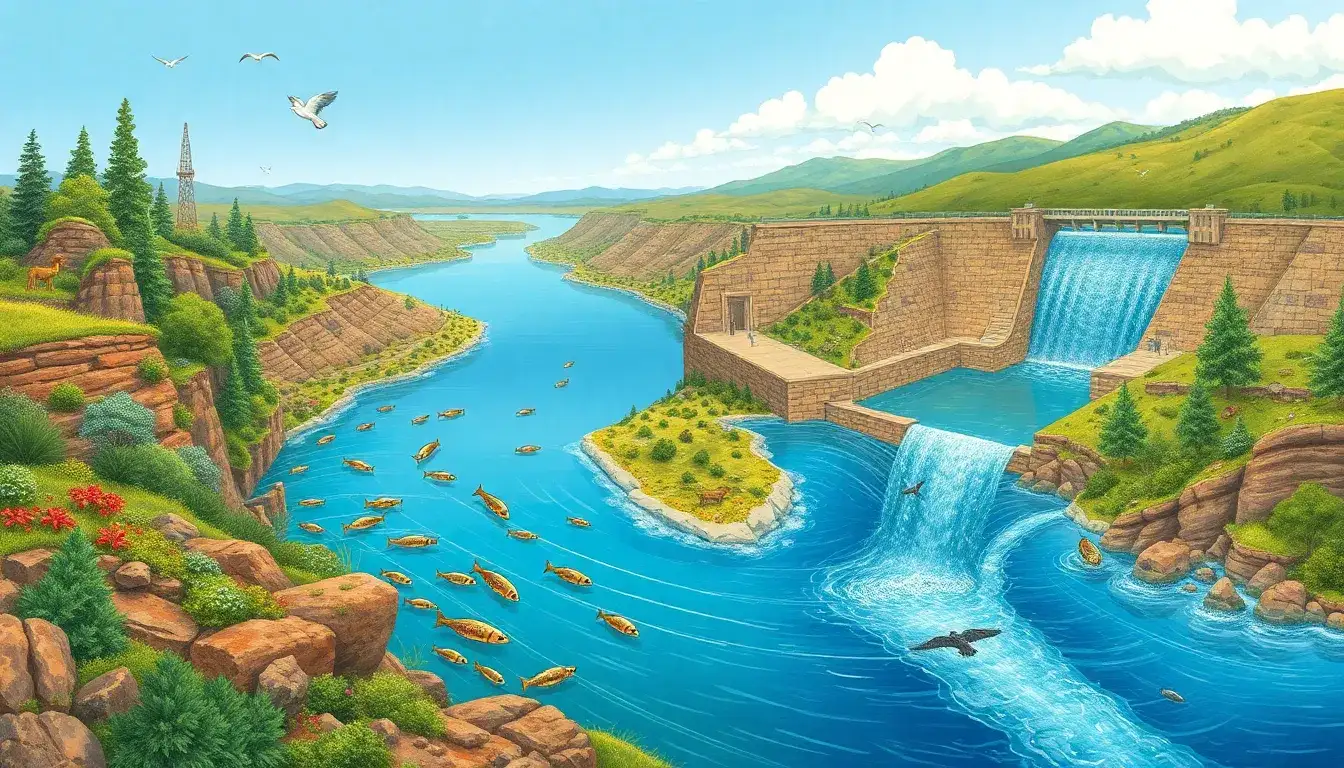 What are the specific ecological changes caused by the construction of reservoirs and dams