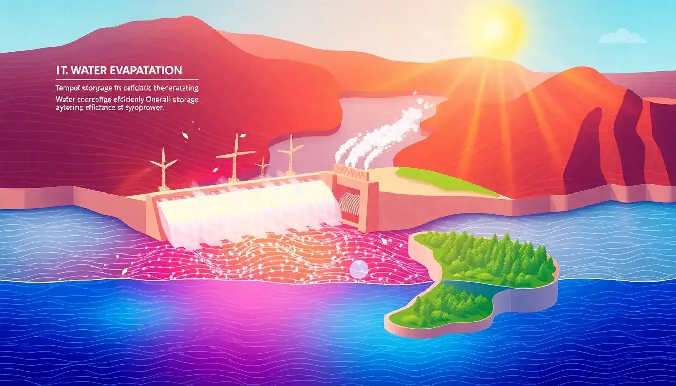 How does water evaporation impact the overall efficiency of pumped hydroelectric energy storage
