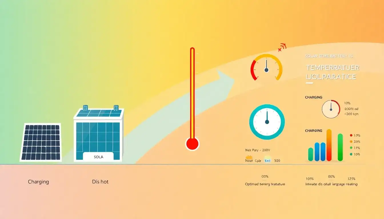 How does temperature affect the charging and discharging rates of solar batteries