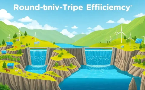How does the round-trip efficiency of pumped hydroelectric energy storage impact its environmental footprint