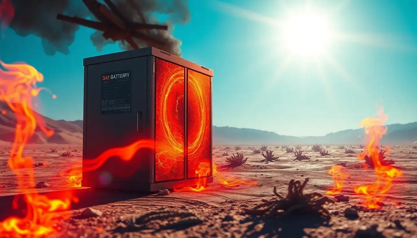 What are the potential risks of exposing solar batteries to high temperatures