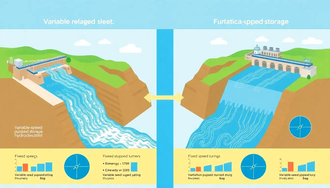How does variable-speed pumped storage hydropower compare to traditional pumped storage in terms of efficiency