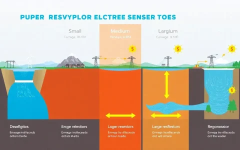 How does the efficiency of pumped hydroelectric energy storage vary with different reservoir sizes